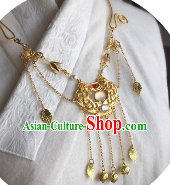 Handmade Chinese Traditional Accessories Hanfu Golden Necklace for Women
