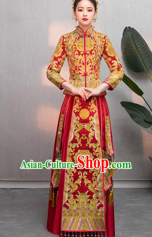 Traditional Chinese Embroidered Wedding Costumes XiuHe Suit Ancient Bottom Drawer for Women