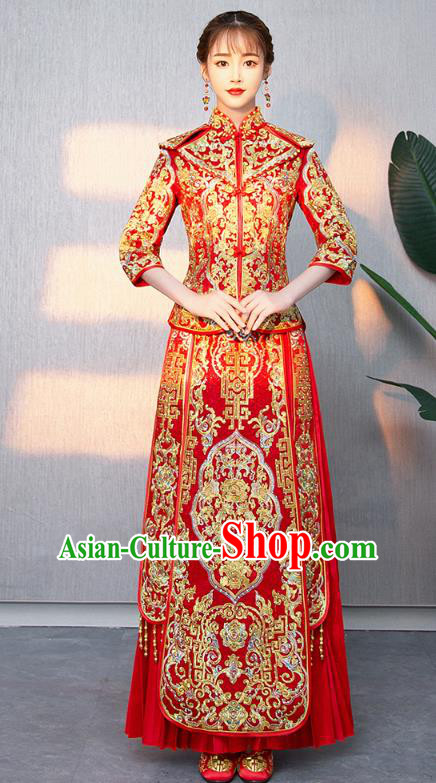 Traditional Chinese Ancient Bottom Drawer Wedding Costumes Embroidered XiuHe Suit for Women