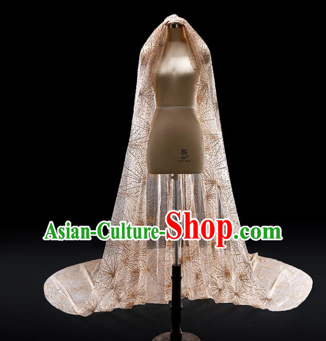 Top Grade Bride Hair Accessories Champagne Wedding Veil Headwear for Women