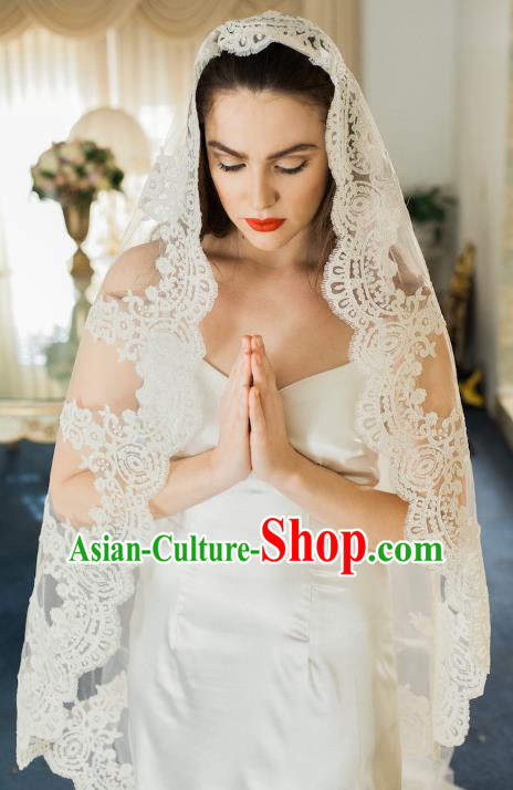 Top Grade Bride Hair Accessories Wedding Lace Veil Headwear for Women