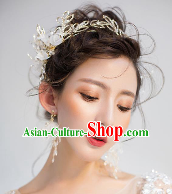 Top Grade Wedding Hair Accessories Golden Hair Clasp Bride Crystal Royal Crown for Women