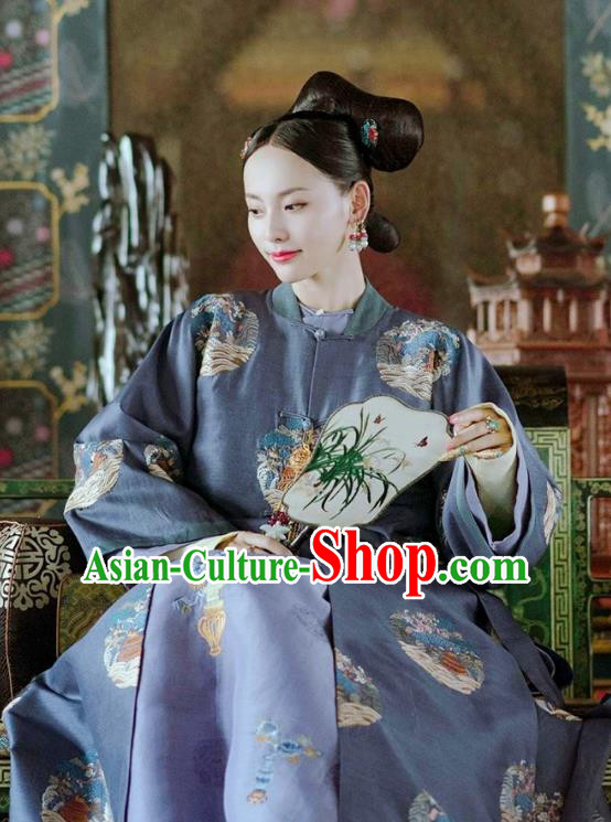 Chinese Ancient Drama Story of Yanxi Palace Qing Dynasty Imperial Consort Costumes and Headpiece Complete Set