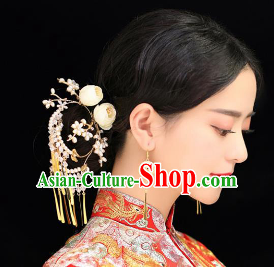 Top Grade Chinese Wedding Bride Hair Accessories Ancient Hairpins Tassel Step Shake for Women