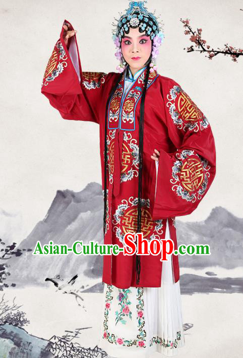 Professional Chinese Traditional Beijing Opera Pantaloon Embroidered Plum Blossom Red Costumes for Adults
