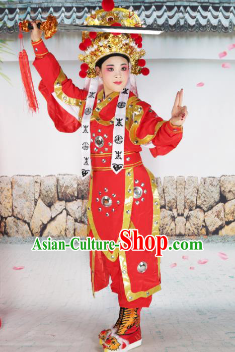 Professional Chinese Peking Opera Swordplay Costume Huangmei Opera Hua Mulan Robe and Hat for Adults