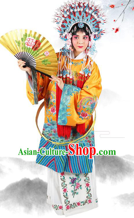 Professional Chinese Beijing Opera Imperial Concubine Embroidered Costumes and Headwear for Adults