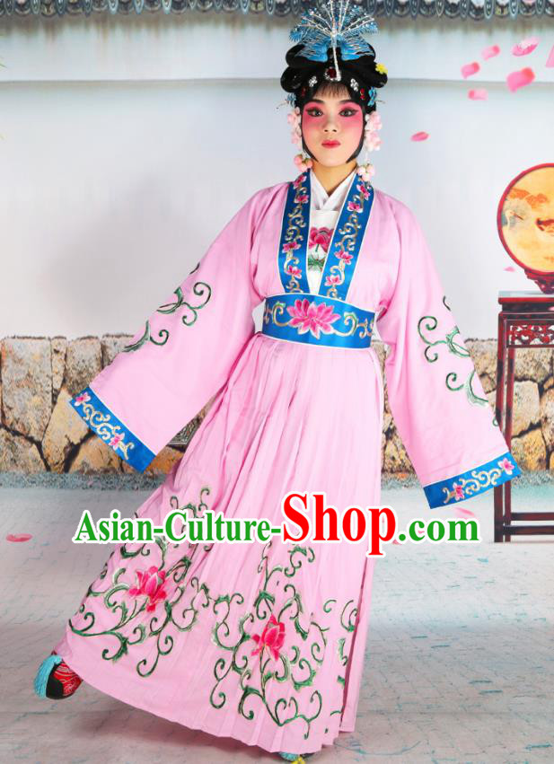 Professional Chinese Beijing Opera Actress Young Women Costumes Embroidered Pink Dress for Adults