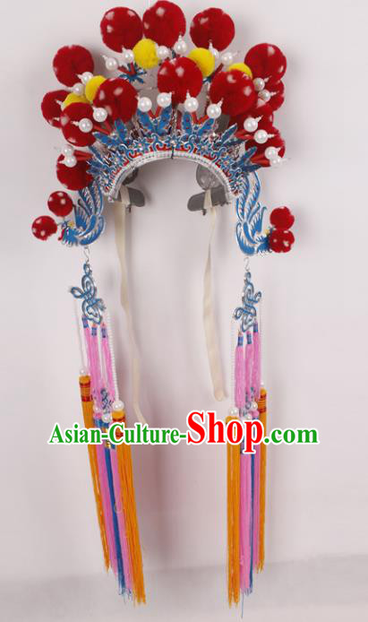 Top Grade Chinese Beijing Opera Female General Headwear Peking Opera Blues Hat for Women