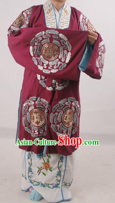 Professional Chinese Beijing Opera Pantaloon Embroidered Costumes for Adults