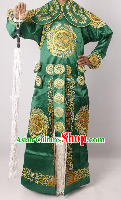 Professional Chinese Peking Opera Takefu Embroidered Green Costume for Adults