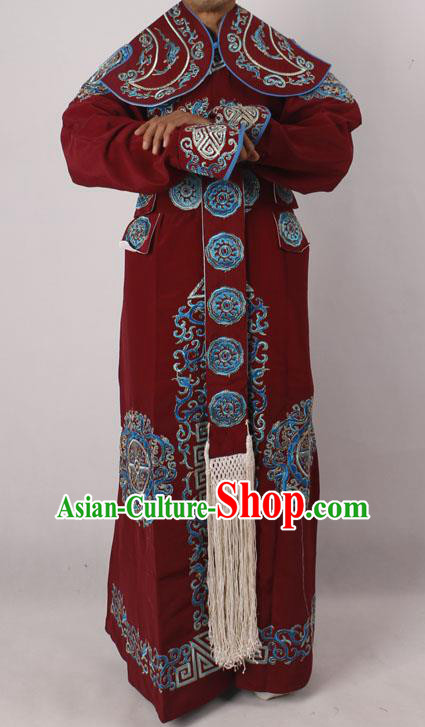 Professional Chinese Peking Opera Takefu Embroidered Amaranth Costume for Adults