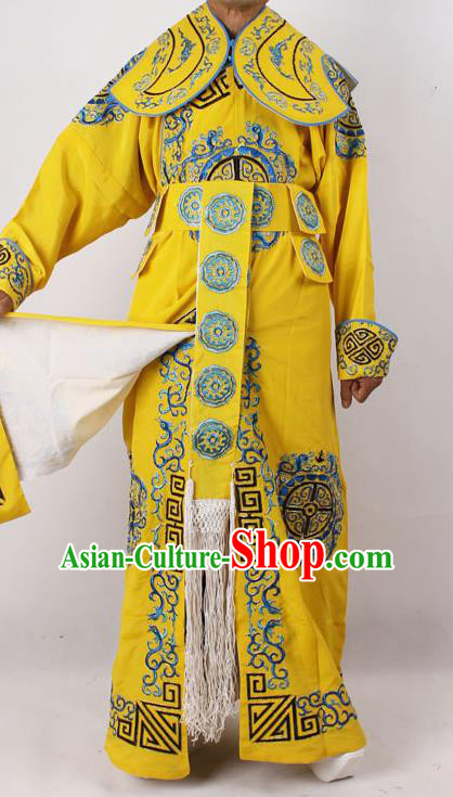 Professional Chinese Peking Opera Takefu Embroidered Yellow Costume for Adults