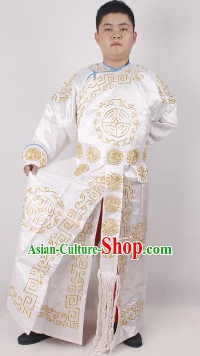 Professional Chinese Peking Opera Takefu White Embroidered Costume for Adults
