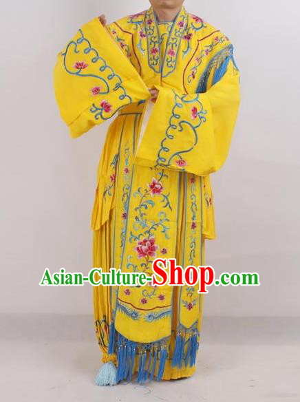 Professional Chinese Peking Opera Diva Costumes Ancient Fairy Embroidered Yellow Dress for Adults