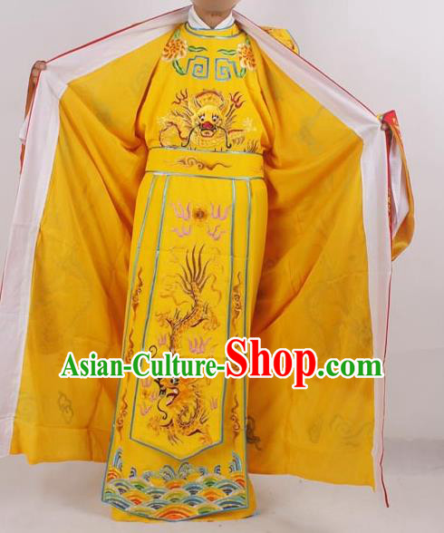 Professional Chinese Peking Opera Costumes Ancient Emperor Embroidered Yellow Clothing for Adults