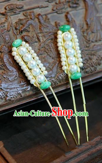 Chinese Handmade Ancient Hair Accessories Ancient Hanfu Pearls Hairpins for Women