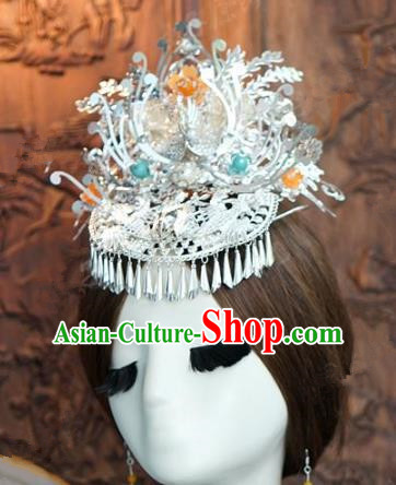 Chinese Traditional Ancient Palace Queen Headdress Wedding Phoenix Coronet Hairpins Complete Set for Women