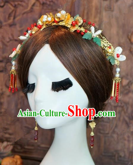 Chinese Traditional Ancient Bride Headdress Wedding Phoenix Coronet Hairpins Complete Set for Women