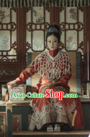 Drama Story of Yanxi Palace Chinese Ancient Qing Dynasty Imperial Consort Gao Embroidered Costumes and Headpiece for Women