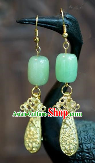 Chinese Handmade Jade Earrings Ancient Bride Eardrop Jewelry Accessories for Women