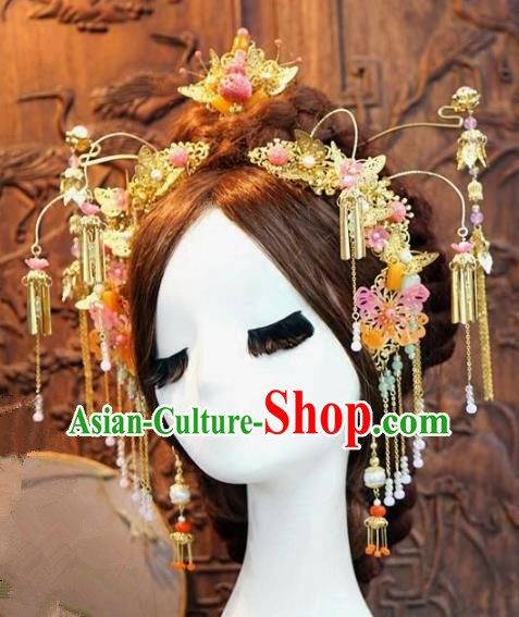 Chinese Ancient Handmade Bride Hair Clips Hanfu Hairpins Wedding Hair Accessories for Women