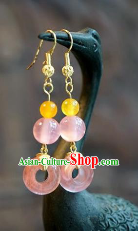 Chinese Handmade Ancient Bride Rose Crystal Earrings Jewelry Accessories for Women