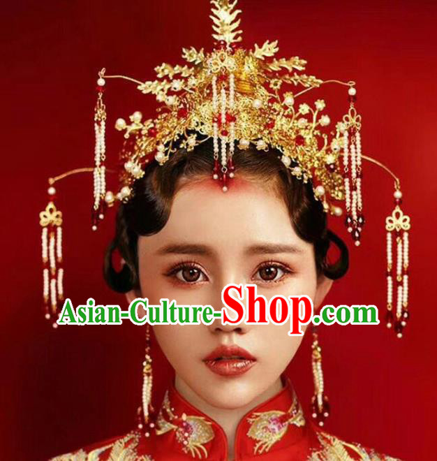 Chinese Ancient Handmade Bride Hairpins Hair Accessories Complete Set for Women
