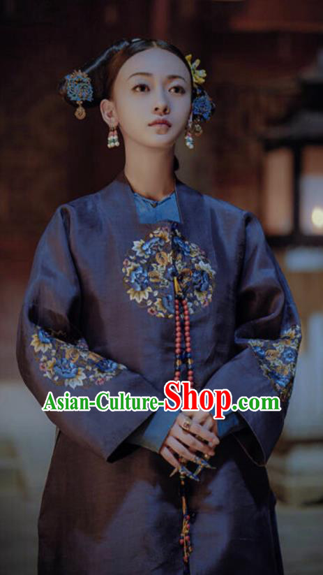 Story of Yanxi Palace Ancient Chinese Qing Dynasty Imperial Noble Consort Embroidered Costumes and Headpiece for Women