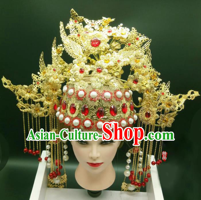 Chinese Ancient Handmade Phoenix Coronet Bride Hair Accessories Headwear for Women