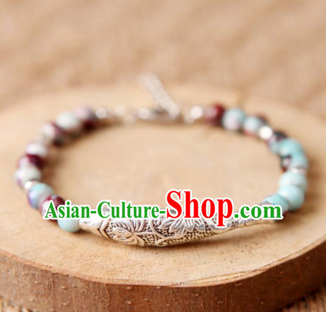 Top Grade Chinese Handmade Ceramics Beads Carving Fish Bracelet for Women