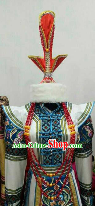 Chinese Traditional Mongolian Fur Hats Mongol Nationality Hair Accessories Folk Dance Headwear for Women