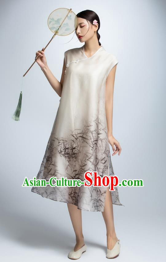 Traditional Ancient Chinese Young Women Cheongsam Dress Republic of China Tangsuit Stand Collar Blouse Dress Tang Suit Clothing