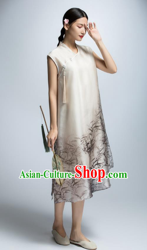 Traditional Ancient Chinese Young Women Cheongsam Dress Republic of China Tangsuit Stand Collar Blouse Dress Tang Suit Clothing