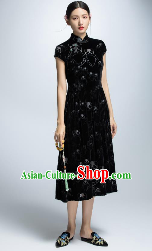 Traditional Ancient Chinese Young Women Cheongsam Dress Republic of China Tangsuit Stand Collar Blouse Dress Tang Suit Clothing