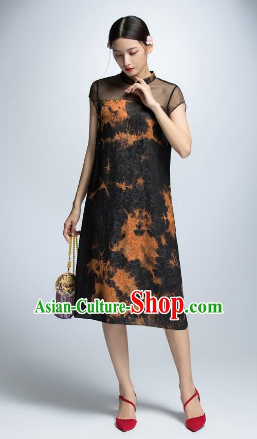 Traditional Ancient Chinese Young Women Cheongsam Dress Republic of China Tangsuit Stand Collar Blouse Dress Tang Suit Clothing
