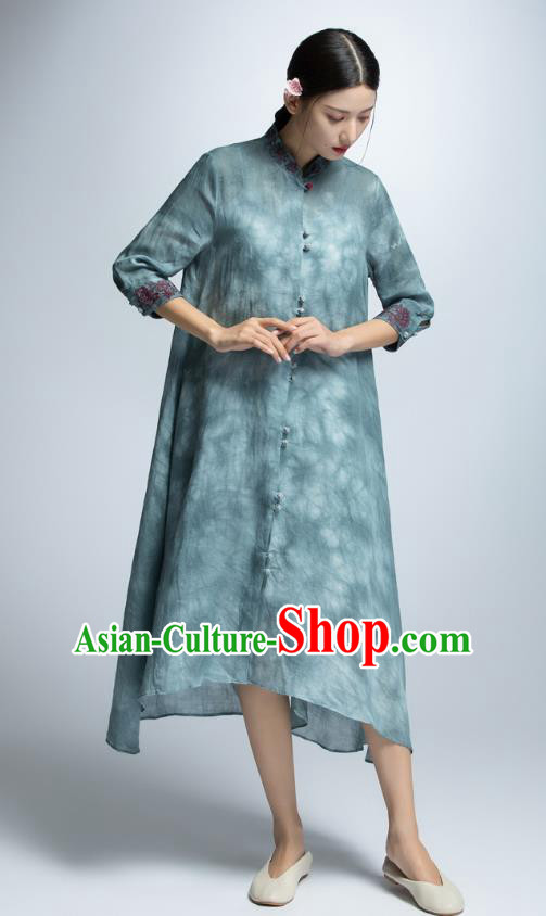 Traditional Ancient Chinese Young Women Cheongsam Dress Republic of China Tangsuit Stand Collar Blouse Dress Tang Suit Clothing