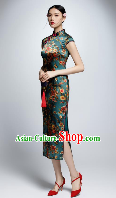 Traditional Ancient Chinese Young Women Cheongsam Dress Republic of China Tangsuit Stand Collar Blouse Dress Tang Suit Clothing