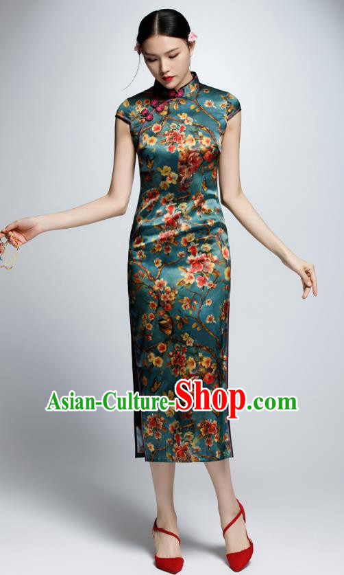 Traditional Ancient Chinese Young Women Cheongsam Dress Republic of China Tangsuit Stand Collar Blouse Dress Tang Suit Clothing