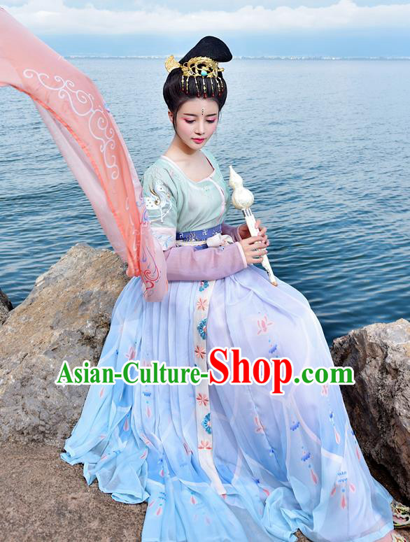 Chinese Tang Dynasty Princess Hanfu Dress Ancient Fairy Palace Lady Embroidered Costumes for Women