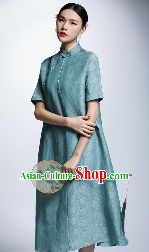 Traditional Ancient Chinese Young Women Cheongsam Dress Republic of China Tangsuit Stand Collar Blouse Dress Tang Suit Clothing