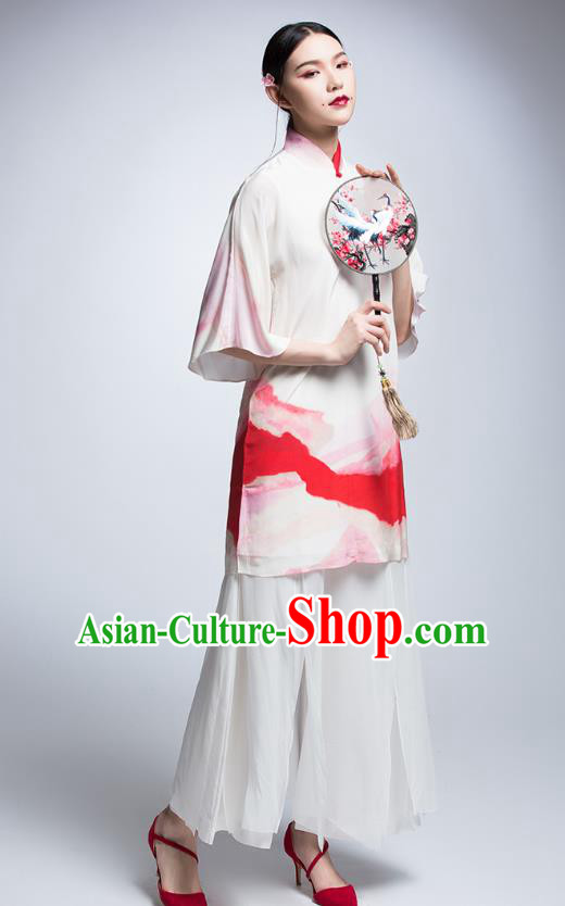 Chinese Traditional Tang Suit Printing Cheongsam China National Qipao Dress for Women
