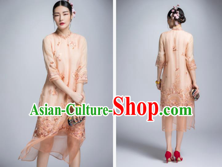 Traditional Ancient Chinese Young Women Cheongsam Dress Republic of China Tangsuit Stand Collar Blouse Dress Tang Suit Clothing