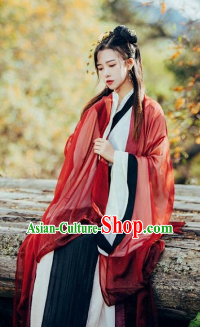 Chinese Ancient Jin Dynasty Swordswoman Hanfu Dress Princess Costume for Women