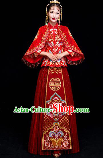 Chinese Traditional Wedding Costumes China Ancient Bride Xiuhe Suit Embroidered Clothing for Women