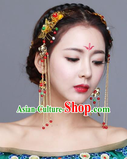 Chinese Traditional Wedding Hair Accessories Bride Tassel Hairpins Complete Set for Women