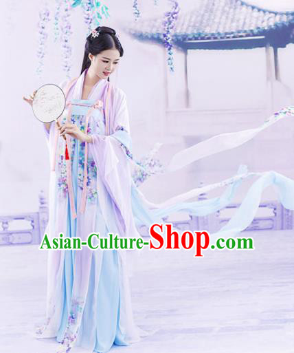 Chinese Ancient Drama Tang Dynasty Palace Princess Embroidered Hanfu Dress for Women