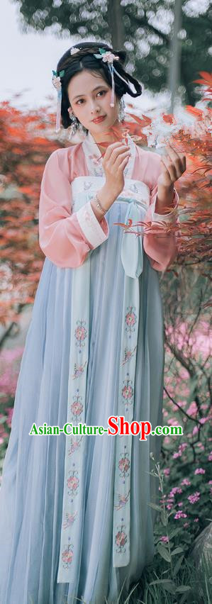 Chinese Ancient Palace Lady Hanfu Dress Tang Dynasty Imperial Concubine Embroidered Clothing for Women