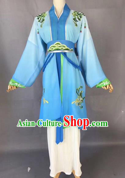 Chinese Traditional Beijing Opera Maidservant Blue Dress Peking Opera Diva Costumes for Adults