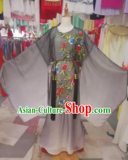 Chinese Traditional Beijing Opera Scholar Embroidered Black Robe Peking Opera Niche Costume for Adults